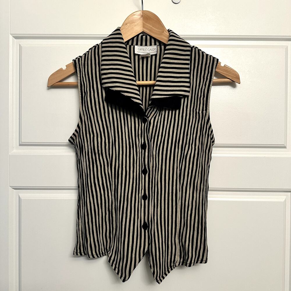 Camille Claudel Striped Collared Blouse Sz M